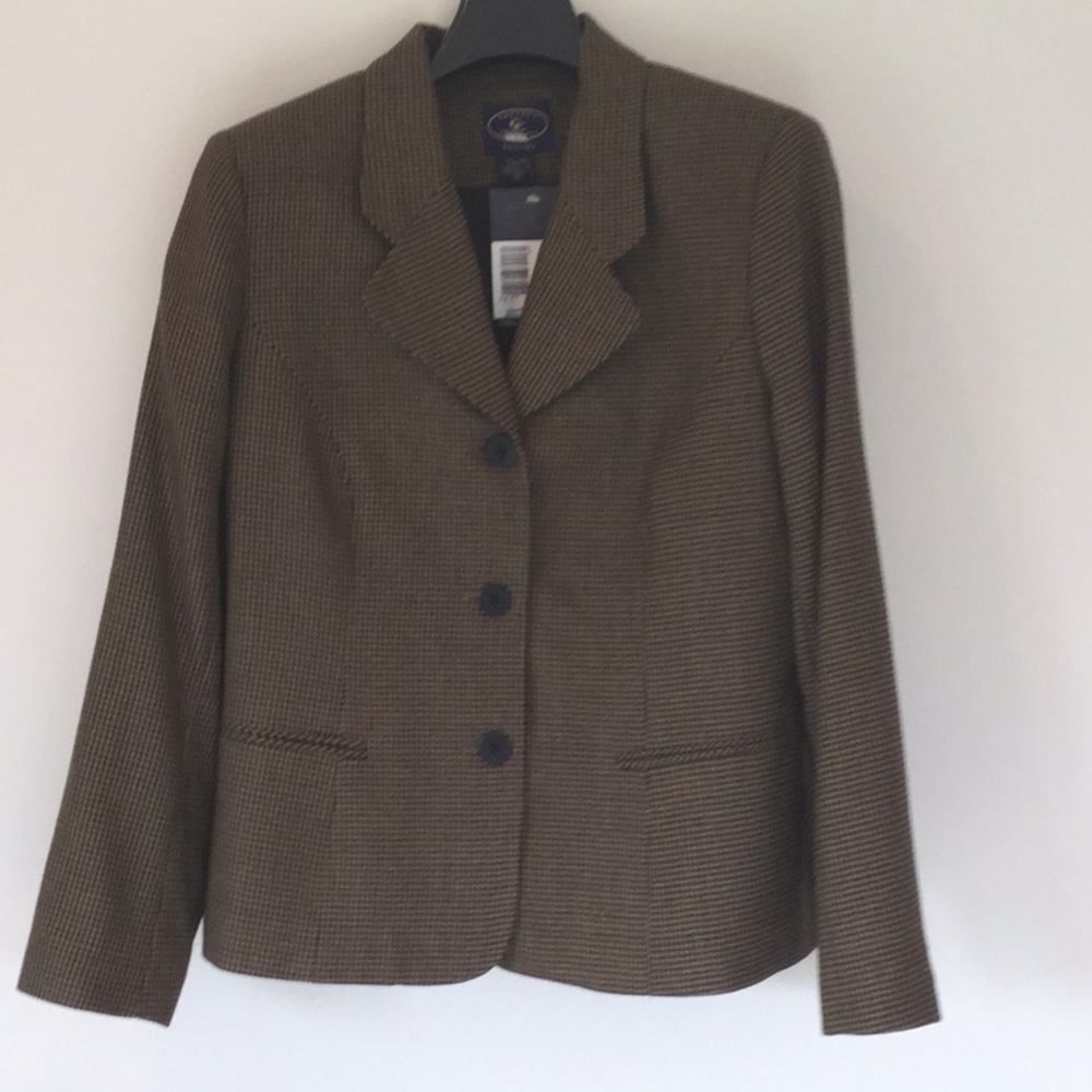 Vintage Chelsea Campbell Petite Houndstooth Check Wool Jacket 10P
